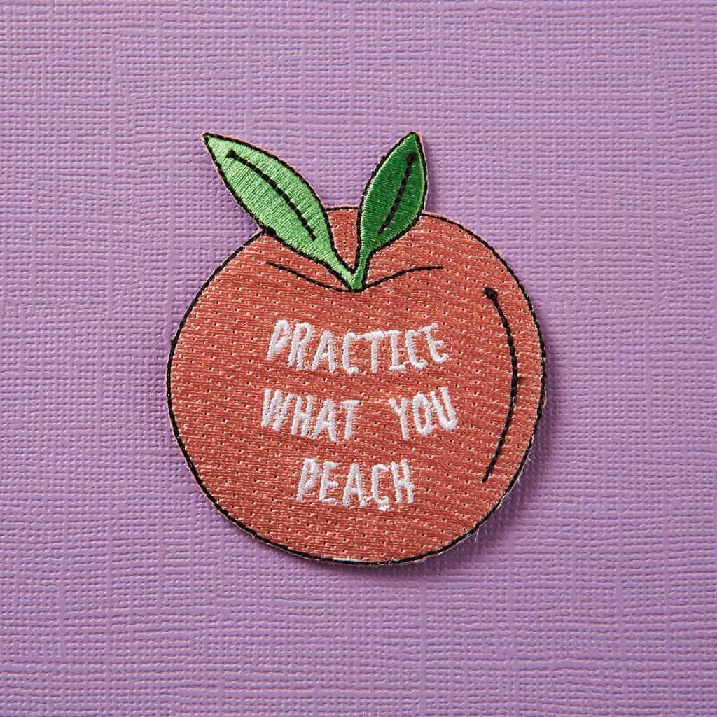 Practice What You Peach Embroidered Iron On Patch